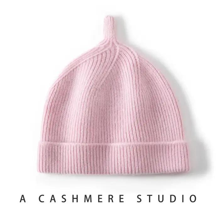 Bonnet d'hiver pour enfants en cachemire 100% tricoté solide pour garçons et filles couleurs vives extérieur hiver occasions spéciales