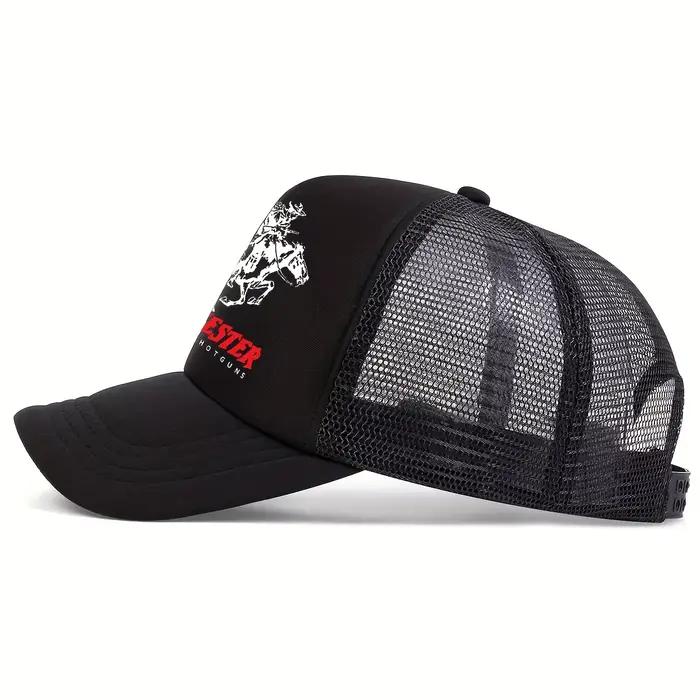 Casquette de baseball demi-maille imprimée Winchester – Chapeau de soleil d'extérieur unisexe de style vintage