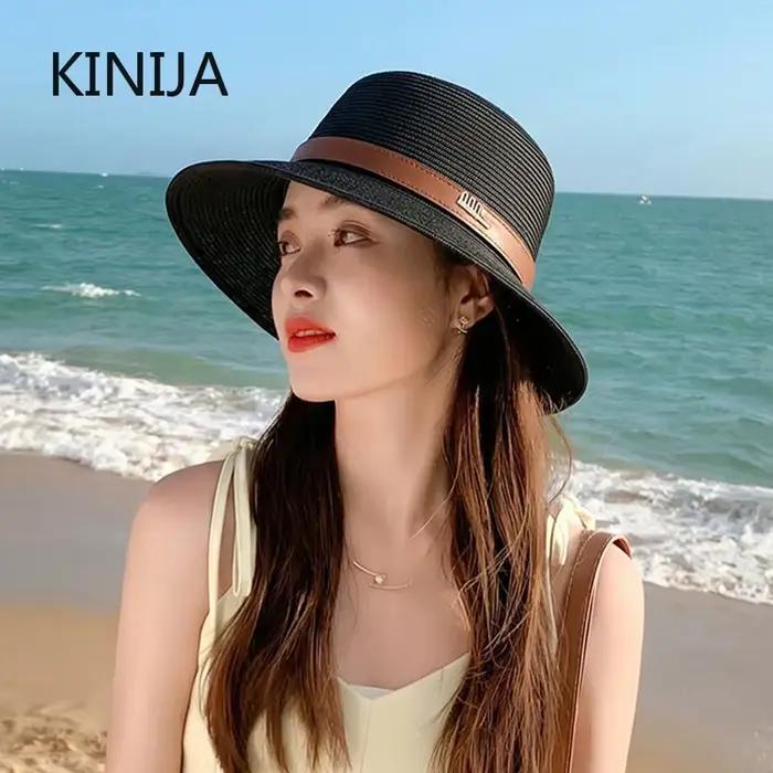 Chapeau de paille KINIJA sport pour femme protection solaire été printemps style bob large bord occassions extérieures cadeau