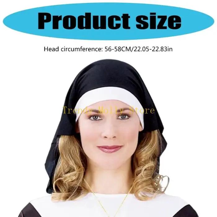 Chapeau de nonne pour femme adulte - Accessoire de costume pour Halloween et cosplay - Polyester non tissé - Style mystérieux et sophistiqué - Occasions spéciales et soirées à thème
