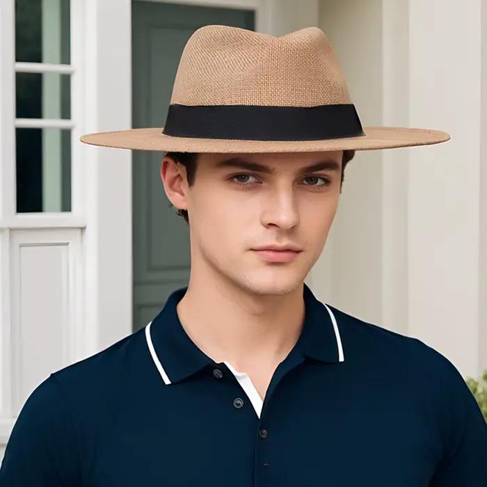 Chapeau de soleil en paille protection UV large bord pour femmes et hommes occasion plage voyage activité extérieure