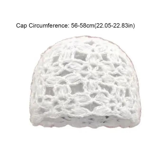 Bonnet japonais à fleurs en crochet de couleur unie
