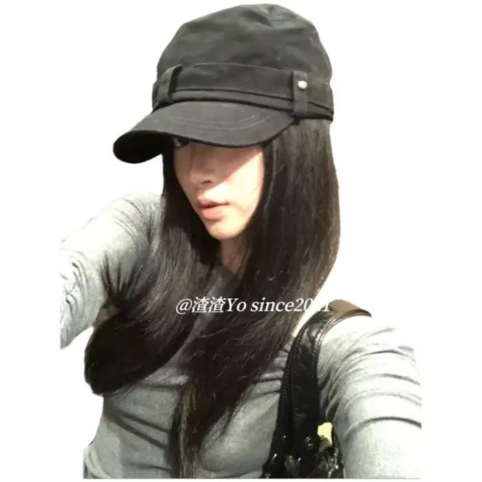 Casquette de peintre vintage noire rustique pour femme polyvalente à large bord pour protection solaire et style streetwear occasions extérieures printemps été