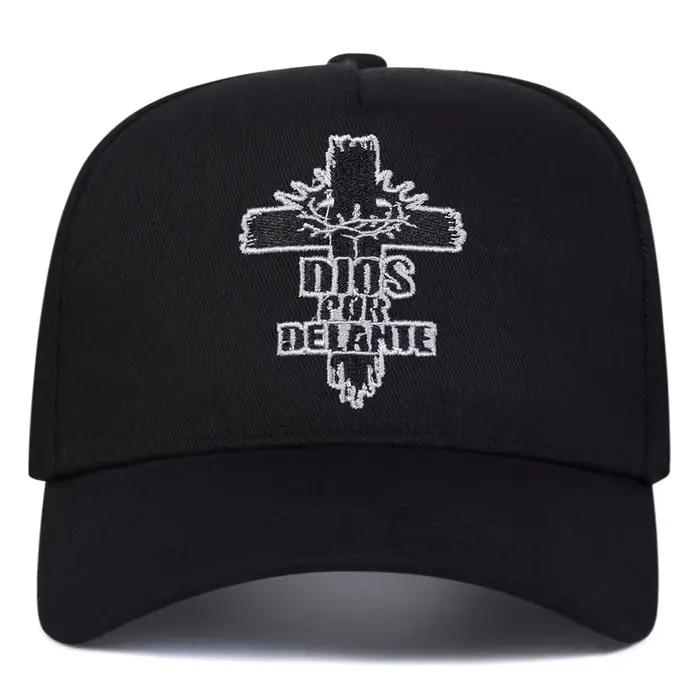Casquettes de baseball unisexes DIOS POR DELANTE avec broderie en croix