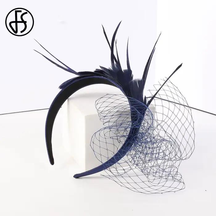 FS – chapeau fascinateur de mariée élégant avec plumes de voile