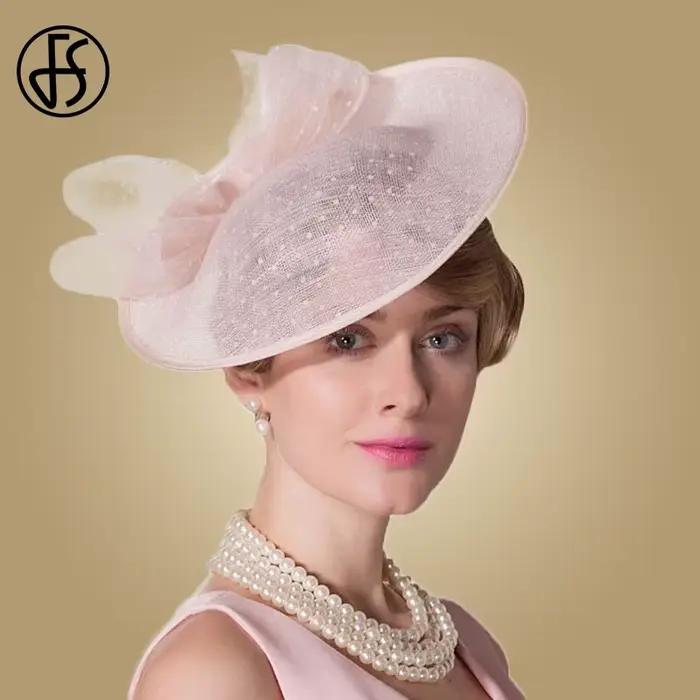 Chapeau fascinateur en sinamay rose pour femmes