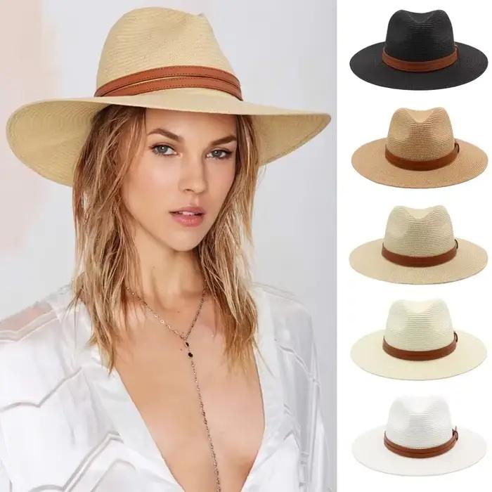 Grande tête taille 60CM paille Panaman chapeau pliable tissé