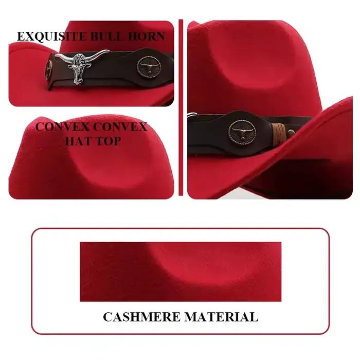 Chapeau de cowboy Mistdawn unisexe pour femmes et hommes avec ceinture en cuir de taureau style sport pour occasions festives et voyages
