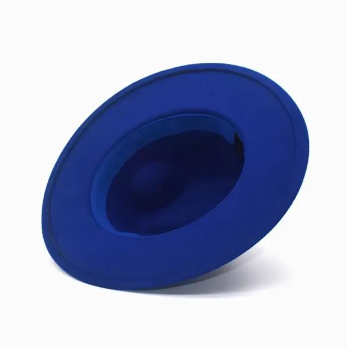Hommes femmes Fedora chapeau feuille cuir ceinture large bord