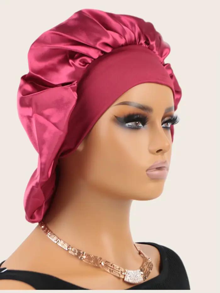 Bonnet de nuit unisexe en satin soyeux extra large avec bande élastique premium