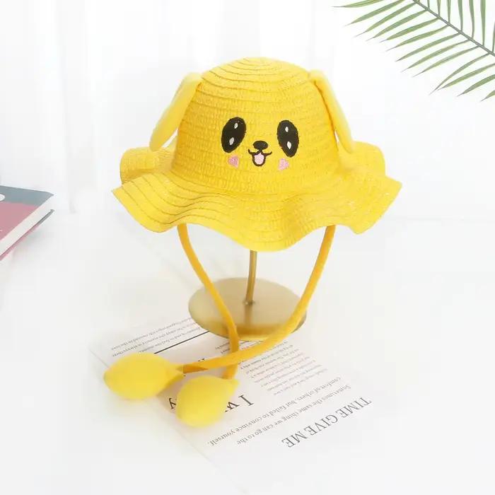Chapeau de paille de coton pour enfants, mignon et protecteur, parfait pour les activités en plein air et les journées ensoleillées, 1 à 3 ans