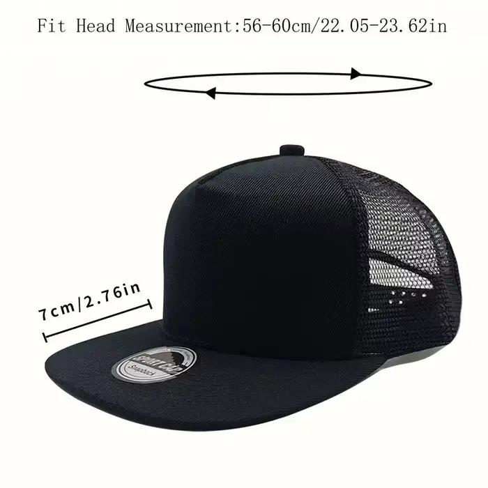 Casquette de baseball en maille à 5 panneaux avec logo imprimé personnalisable style hip-hop réglable pour homme et femme occasions extérieures toutes saisons
