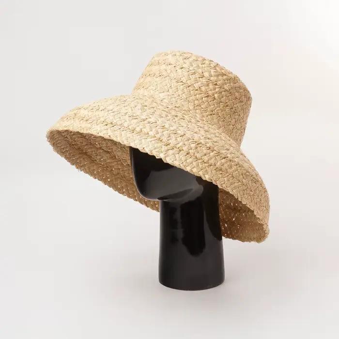 Chapeau en raphia à large bord pour femmes