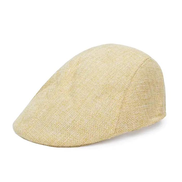 Hommes bérets casquette Style britannique 2024 nouveau automne été lin chapeaux mode casquettes plates classique