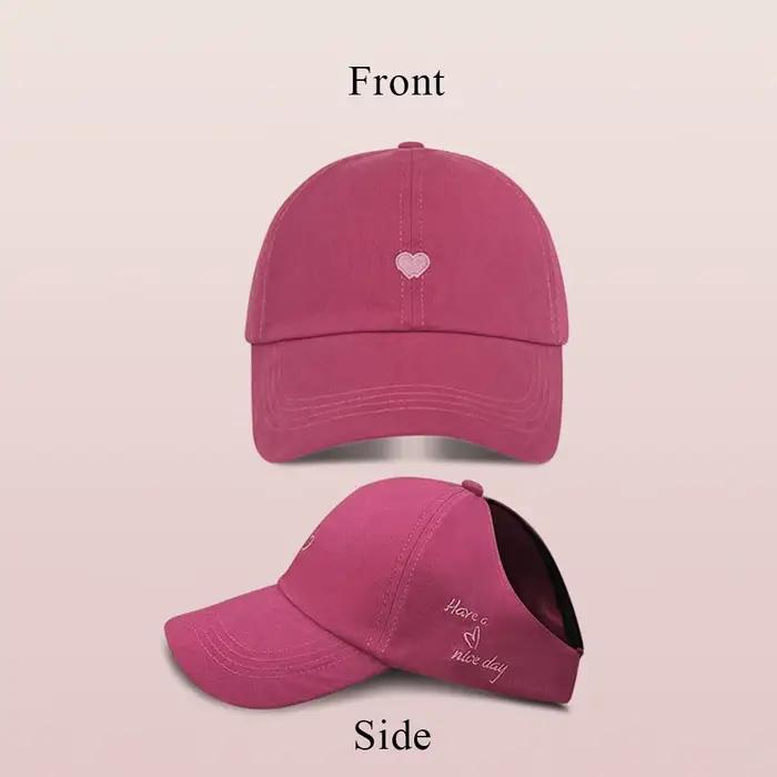 Casquette de baseball pour enfants en coton brodé motif cœur