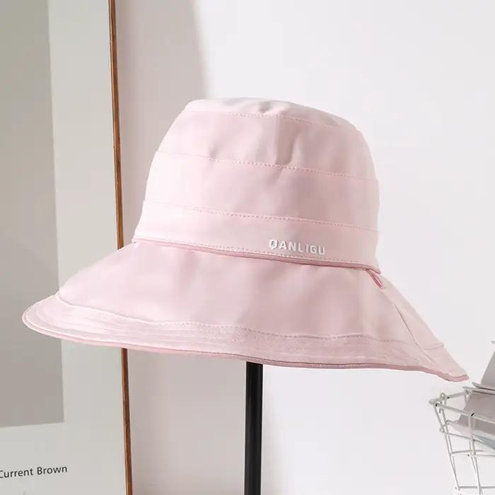 Lettres à la mode à large bord pare-soleil chapeau femmes seau chapeaux décontracté vacances en plein air léger été