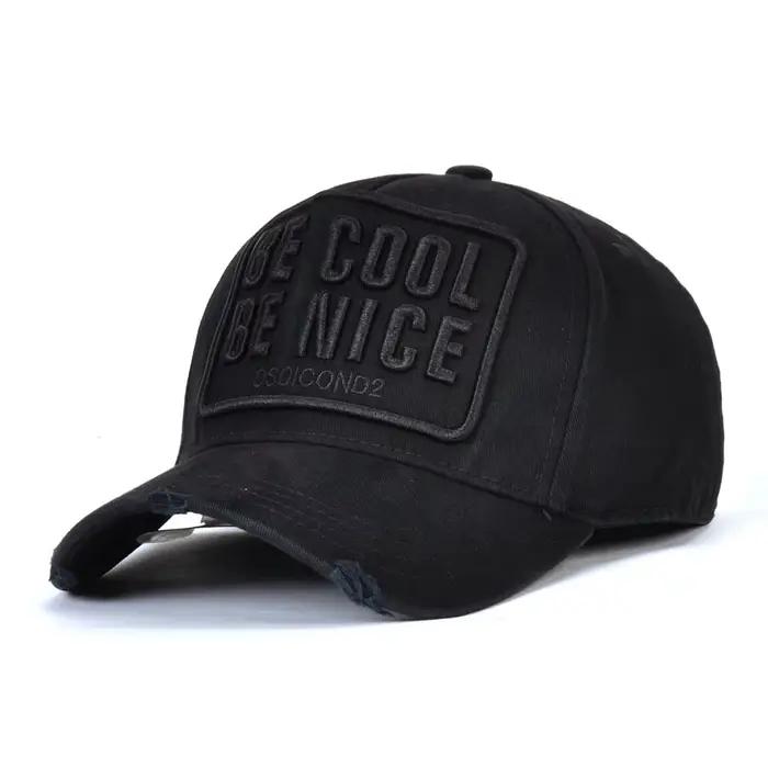 Bâton de Tennis noir et blanc haute qualité hommes et femmes chapeau conception personnalisée Triangle étoile Logo