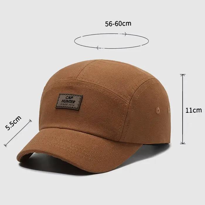 Casquette de baseball rétro marron à visière courte FS pour hommes
