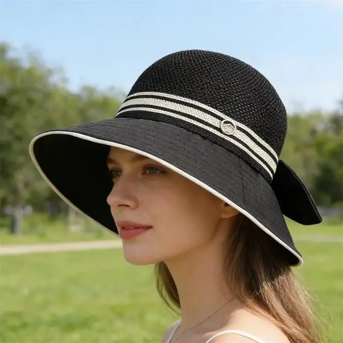 Chapeau de Soleil Unisexe avec Nœud en Coton pour Activités Estivales et Sorties à la Plage