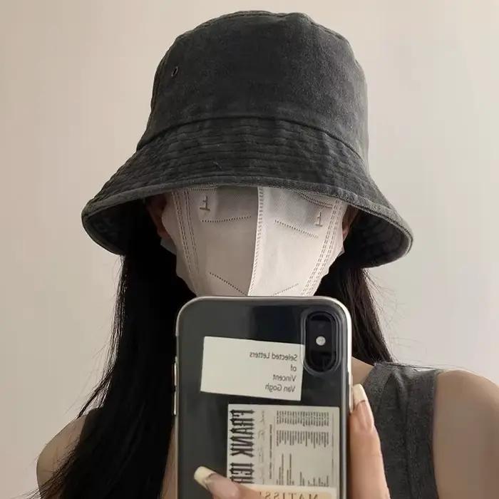 Chapeau de pêcheur en denim délavé rétro