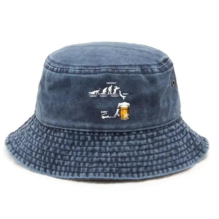 Chapeau bob en coton lavé style vintage pour hommes protection solaire chapeau de pêche chapeau de culture pub en plein air chapeaux thème week-end amusants