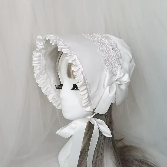 Bonnet en dentelle multicouche victorienne Vintage