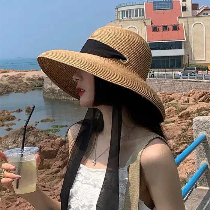 Chapeaux de paille longs et élégants pour femmes