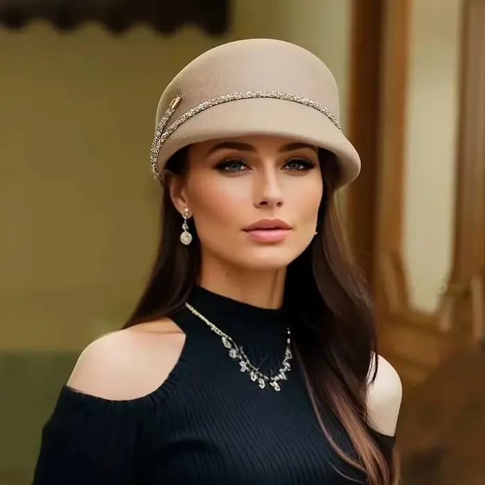Nouveau chapeau français en feutre de laine pour femmes automne/hiver