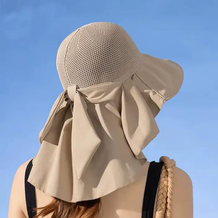 Chapeau de soleil anti-UV pour femme avec protection du cou