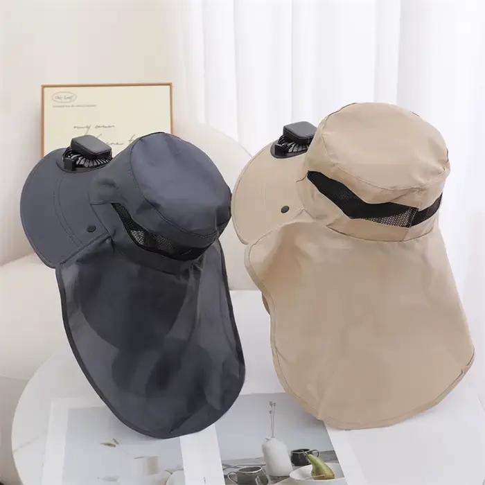 Chapeau de ventilateur de charge multifonctionnel chapeau de pêcheur anti-insectes pour camping pêche randonnée protection solaire