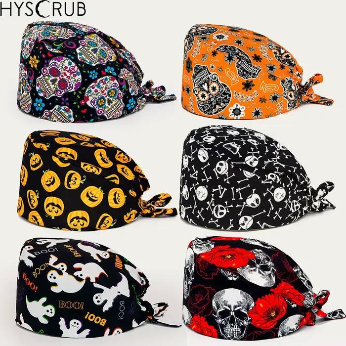 Chapeau de gommage en coton à motif de citrouille d'halloween