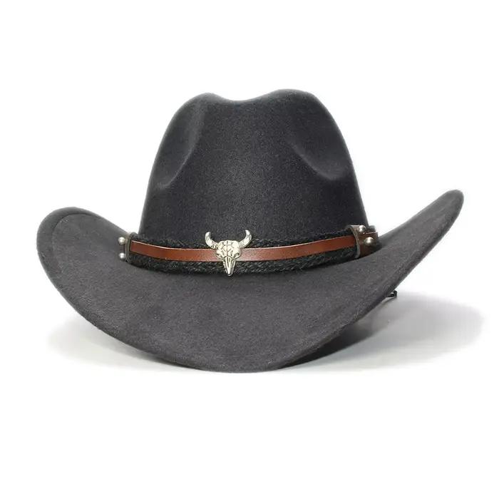 Chapeau de Cowboy en laine à Large bord pour homme et femme