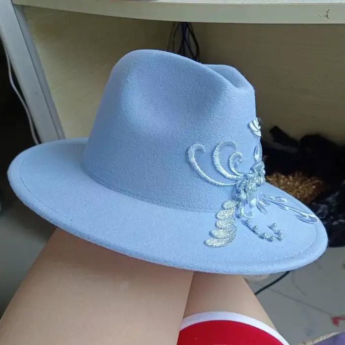 Chapeau Fedora fleur bleue pour hommes et femmes