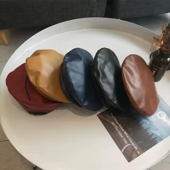 Béret en cuir PU pour femme