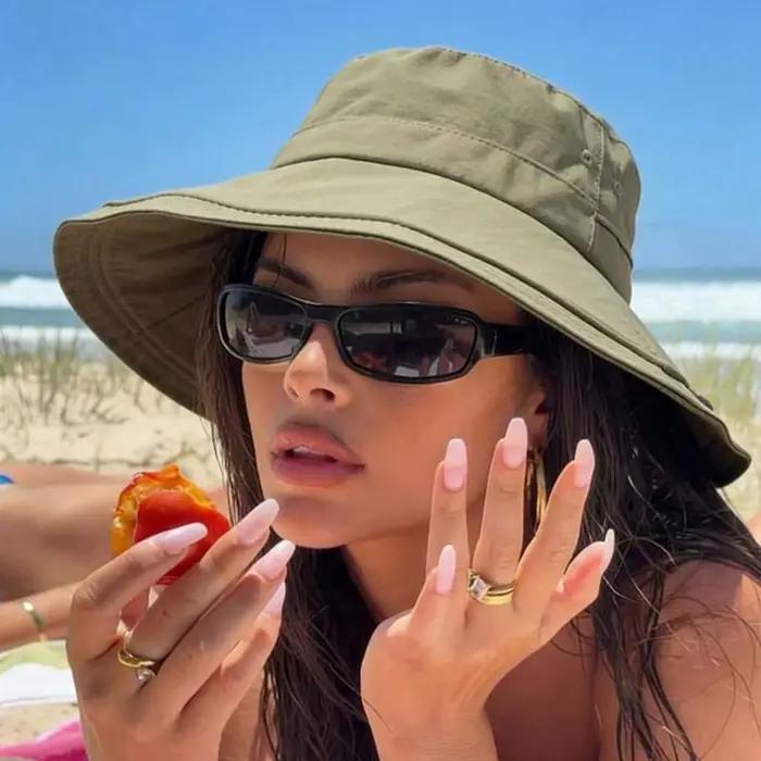 Chapeau de soleil décoratif à cordon de serrage pour femmes