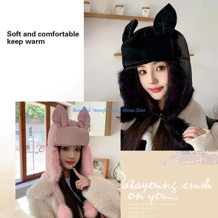 E56A joli chapeau trappeur d'oreille
