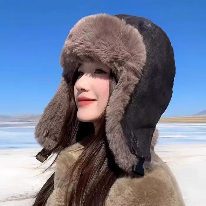 Bomber chapeau de haute qualité imperméable en cuir PU russe