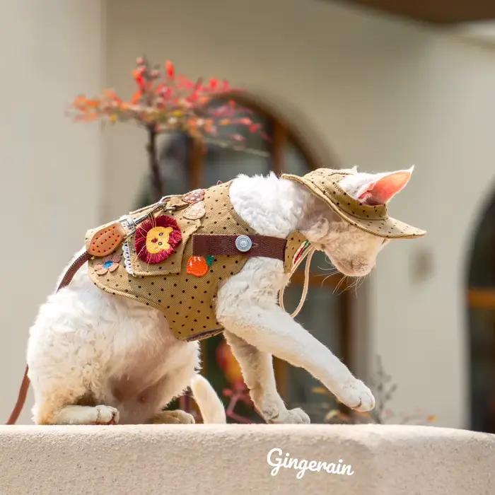 Chapeau de chat en fibre de coton réglable élégant pour chats et petits animaux de compagnie occasions spéciales confortable Blanc Gris