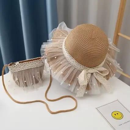 Chapeau de paille pour bébé fille de 3 à 6 ans