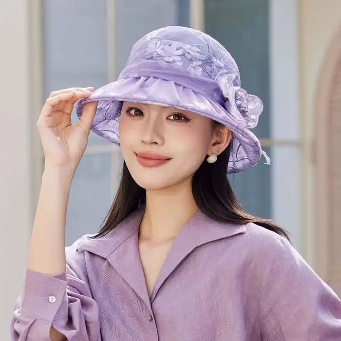 Chapeau de pêcheur pliable floral en polyester léger et respirant