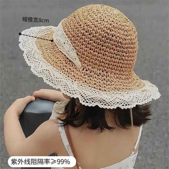 Chapeaux de paille en dentelle pour enfants