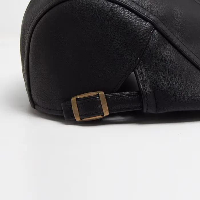 Mode hommes PU cuir béret automne hiver visière casquette plate épaissir chaud chapeau bérets Vintage angleterre gavroche casquettes de qualité supérieure