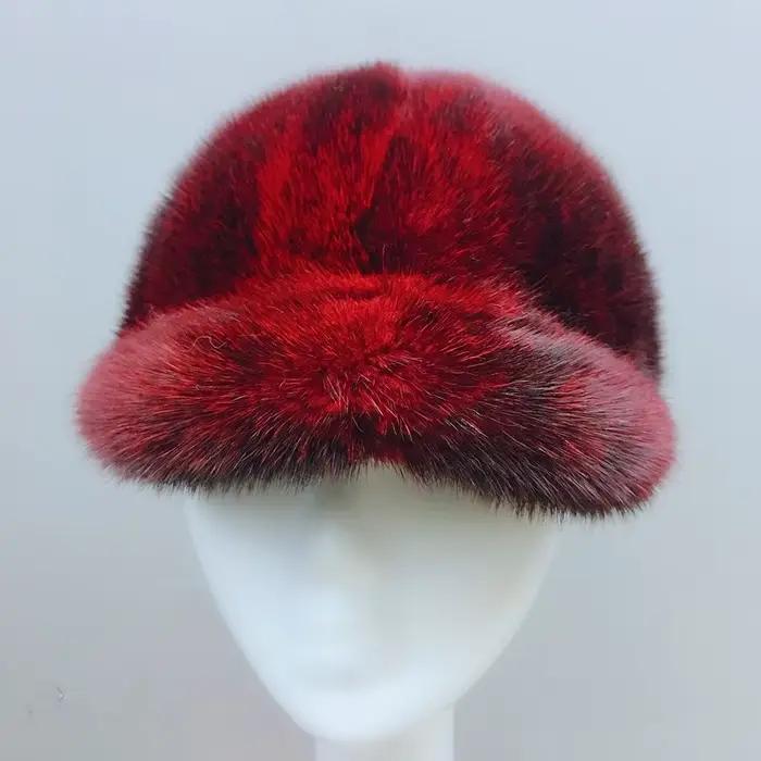 Casquette de Baseball en fourrure de vison véritable pour homme et femme