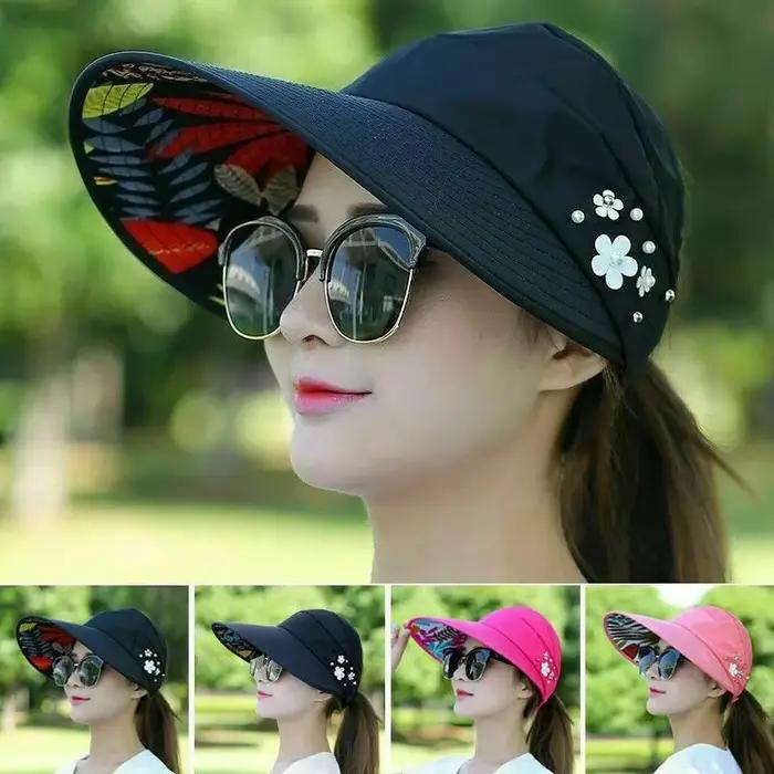 Chapeau de soleil pliable à large bord pour femmes