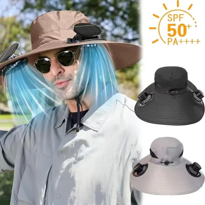 Chapeau de soleil pour homme à séchage rapide avec ventilateur solaire