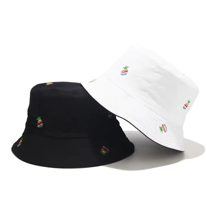 Chapeau de poisson en plein air chapeau de seau imprimé ananas fruits protection solaire style sport unisexe décontracté four seasons