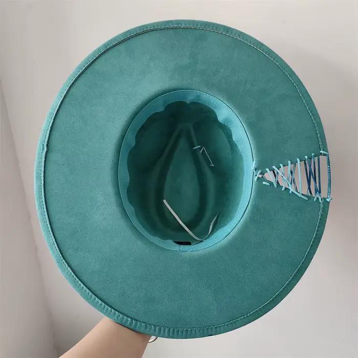 Chapeaux en daim peints à la main bleu ciel pour hommes et femmes