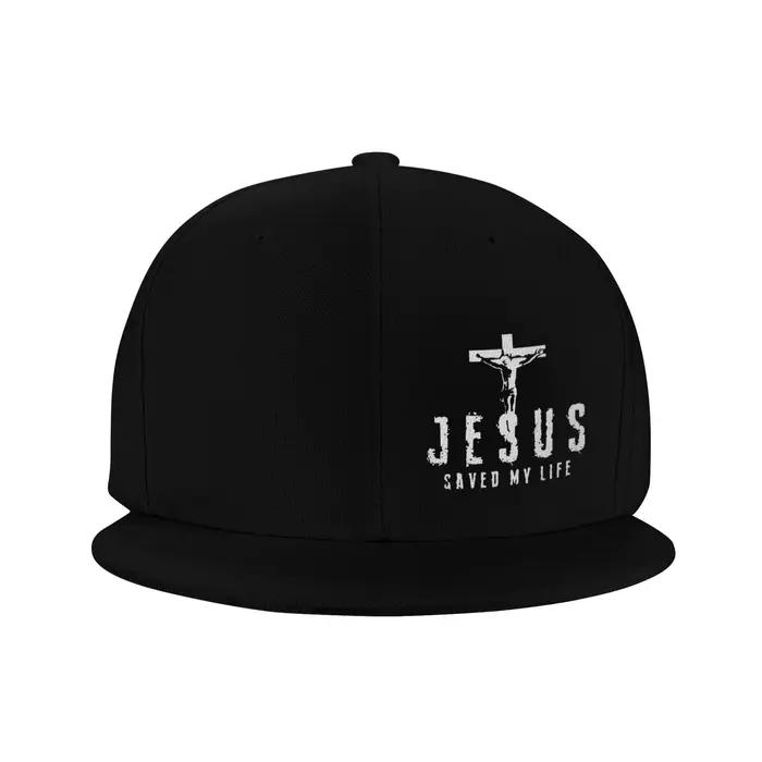 Casquette de baseball réglable pour homme, chapeau Snapback croisé, billet plat, message chrétien, Jésus a sauvé ma vie, cadeau pour papa, mari, occasion spéciale, look décontracté, quatre saisons