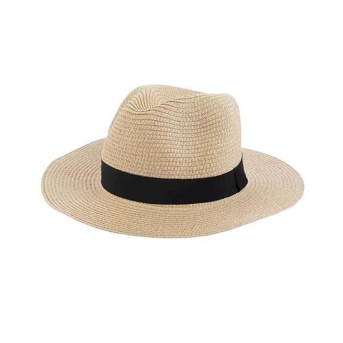 Chapeau de paille d'été unisexe élégant protection solaire tendance pour plage et activités de plein air multicolore