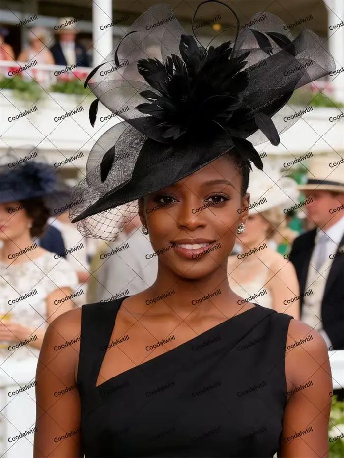 Voiles marron grand Kentucky Fascinator Chapeau femmes dames course casque mariée fête de mariage Royal Ascot